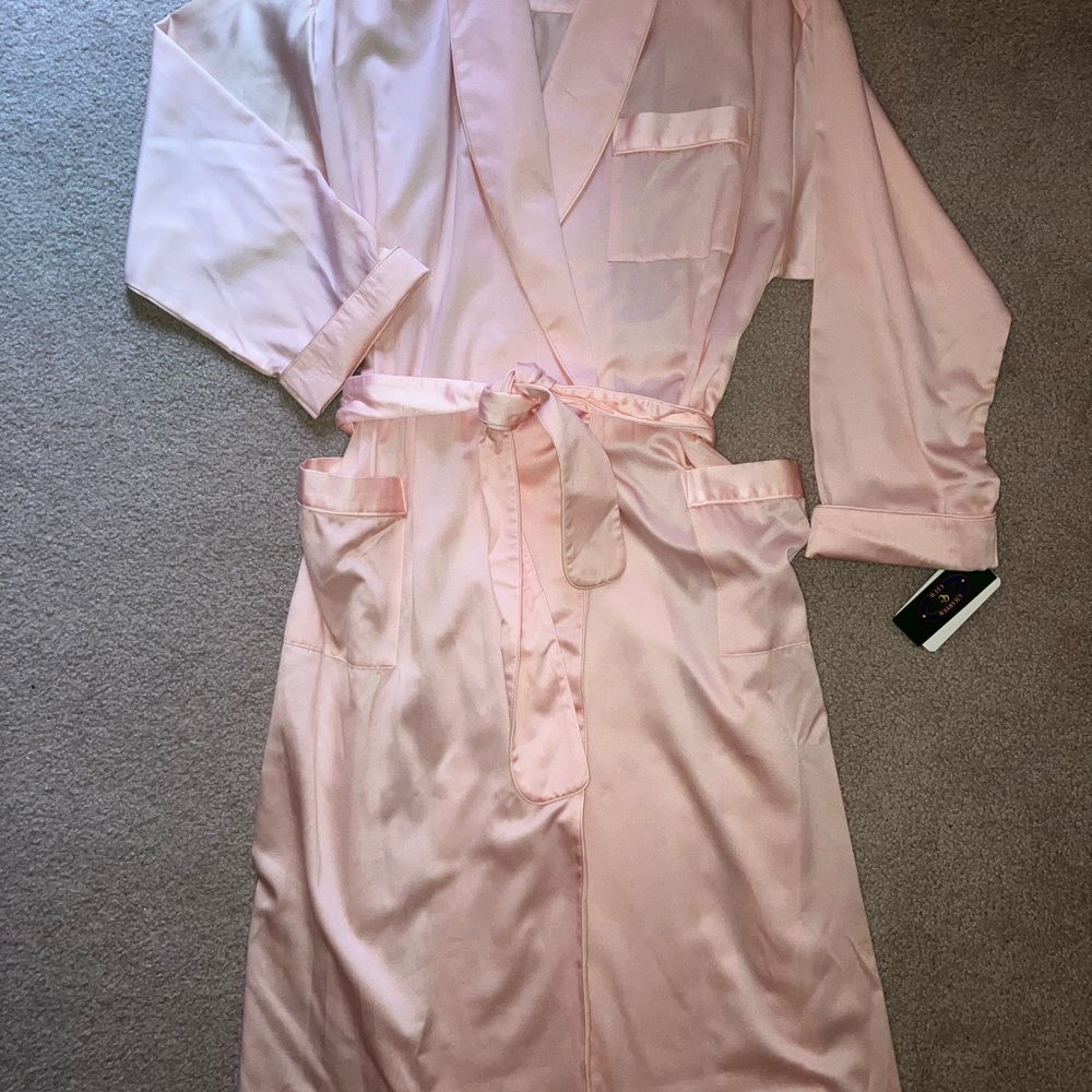 Charter Club Pink Brushed Satin Robe Luxurious Intimates
